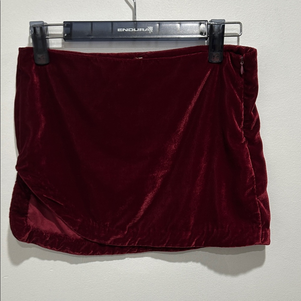 Free People Velvet Mini Skirt - Deep Wine